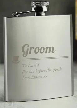 Personalised Memento Company Groom Hip Flask