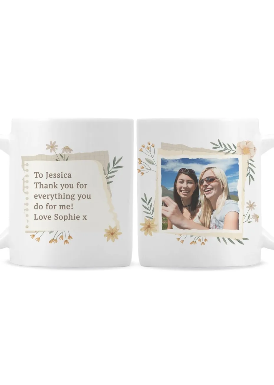 Personalised Memento Company Floral Photo Upload White Mug