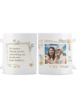 Personalised Memento Company Floral Photo Upload White Mug