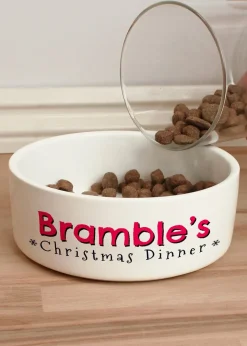 Personalised Memento Company White Christmas Dinner 14cm Medium Pet Bowl