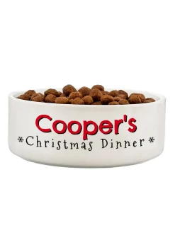 Personalised Memento Company White Christmas Dinner 14cm Medium Pet Bowl