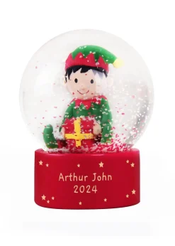 Personalised Memento Company Red Message Elf Glitter Snow Globe