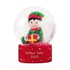Personalised Memento Company Red Message Elf Glitter Snow Globe
