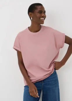 Pink Acid Wash Longline T-Shirt