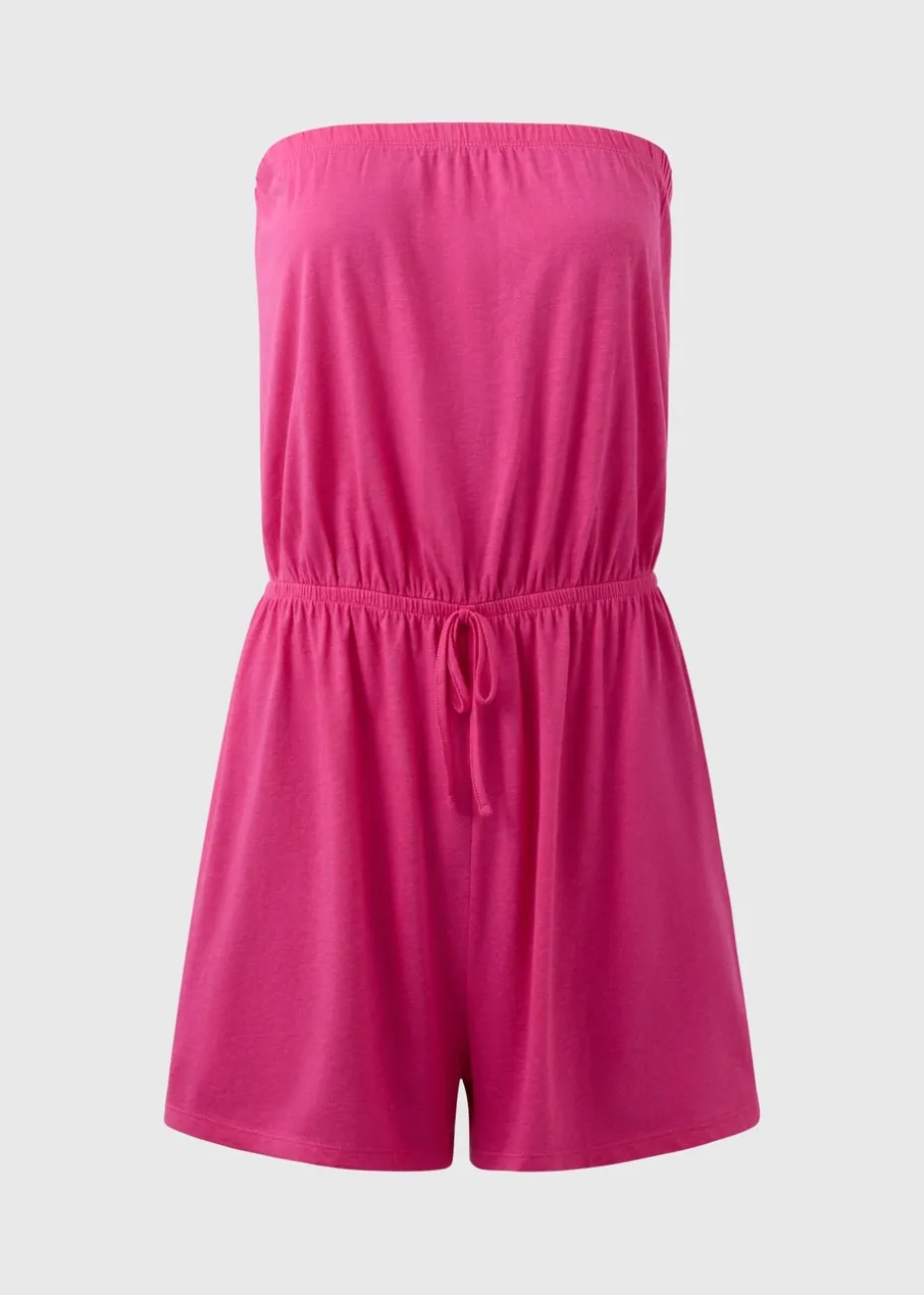 Pink Bandeau Playsuit