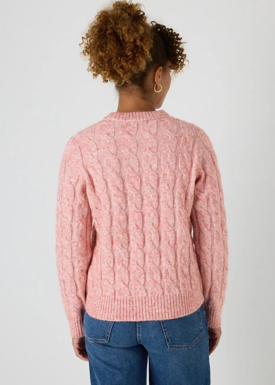 Pink Cable Knit Jumper