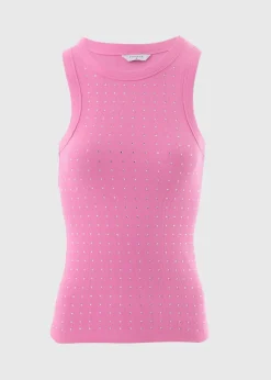 Pink Diamante Vest Top