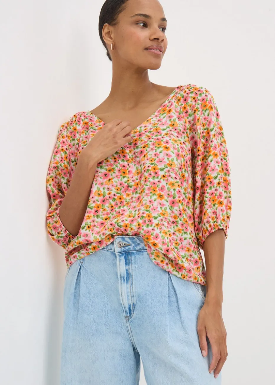 Pink Floral Tea Blouse