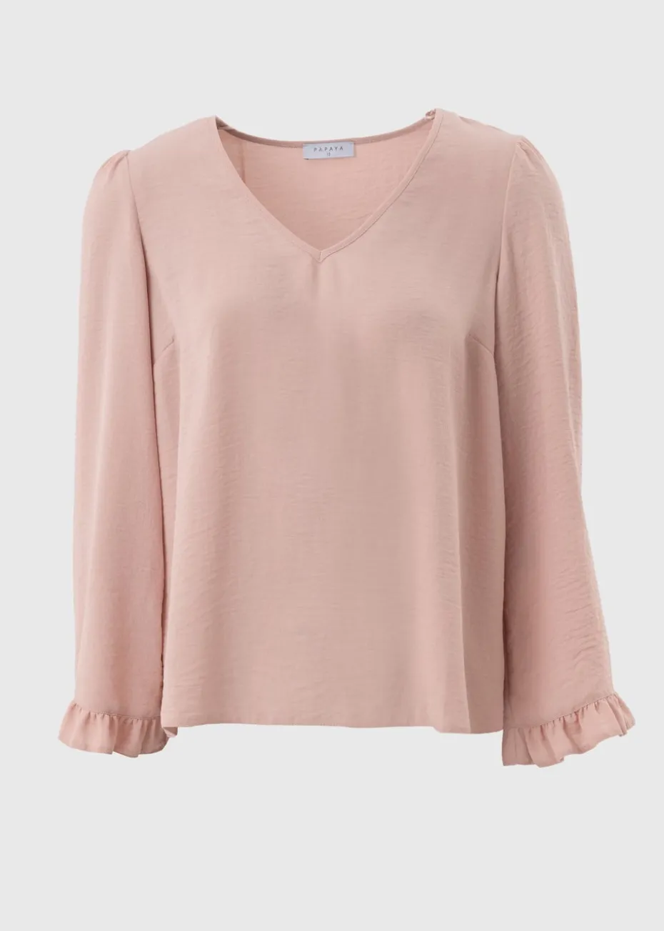 Pink Frill Sleeve Blouse