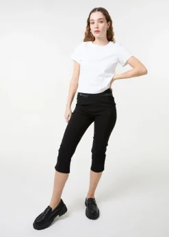 Pink Vanilla Black Capri Pants With Belts