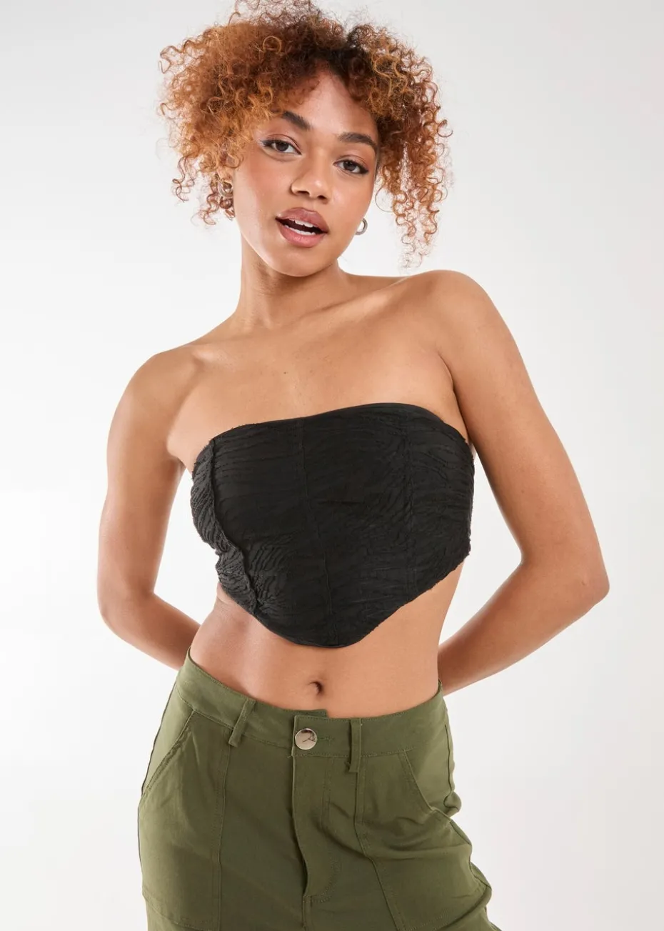 Pink Vanilla Black Tiger Print Textured Corset Top