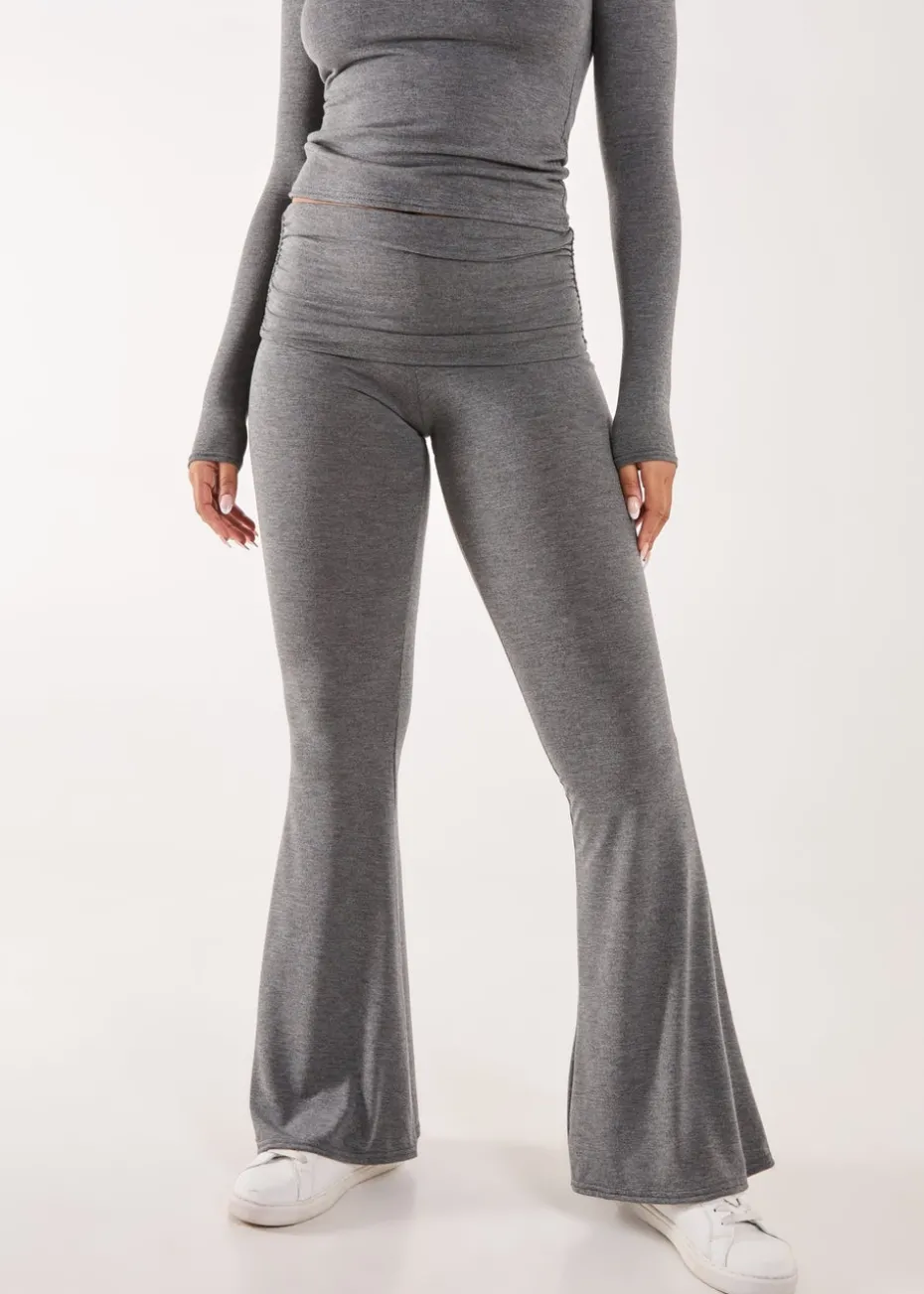 Pink Vanilla Charcoal Fold Over Waist Lounge Flares