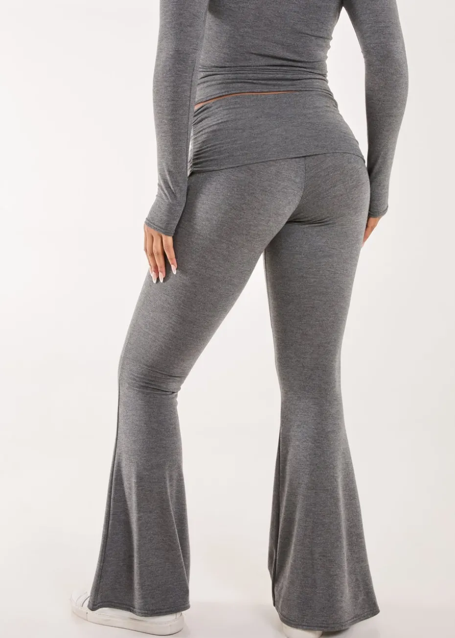 Pink Vanilla Charcoal Fold Over Waist Lounge Flares