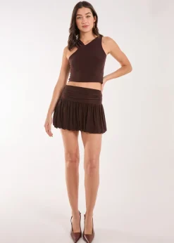 Pink Vanilla Chocolate Asymmetric Strap Crop Top