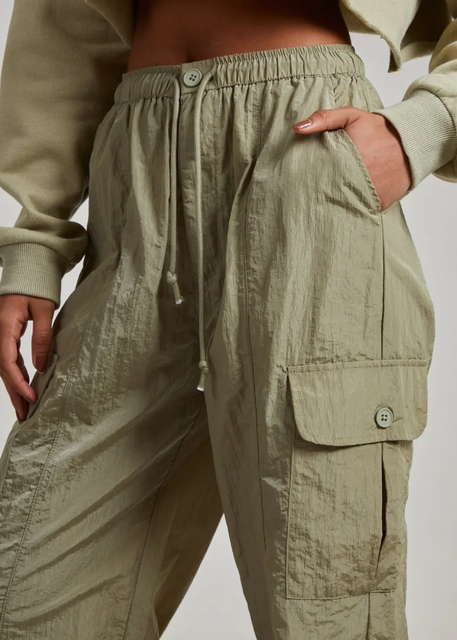 Pink Vanilla Green Parachute Cargo Pants