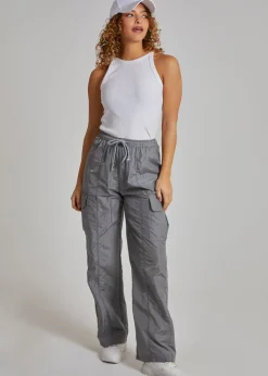 Pink Vanilla Grey Parachute Cargo Pants