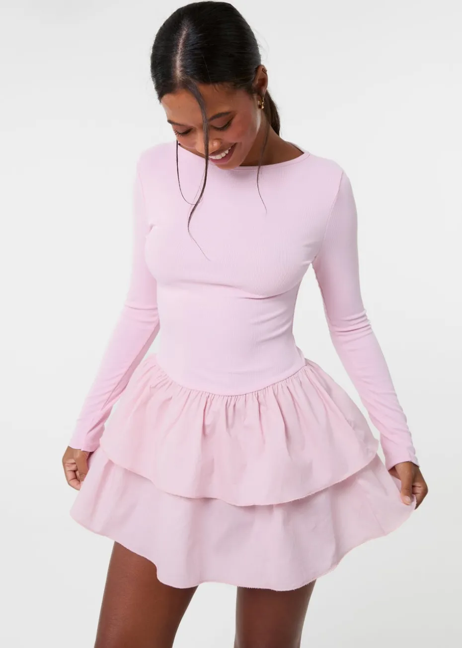 Pink Vanilla Pink Rib Dress With RaRa Skirt