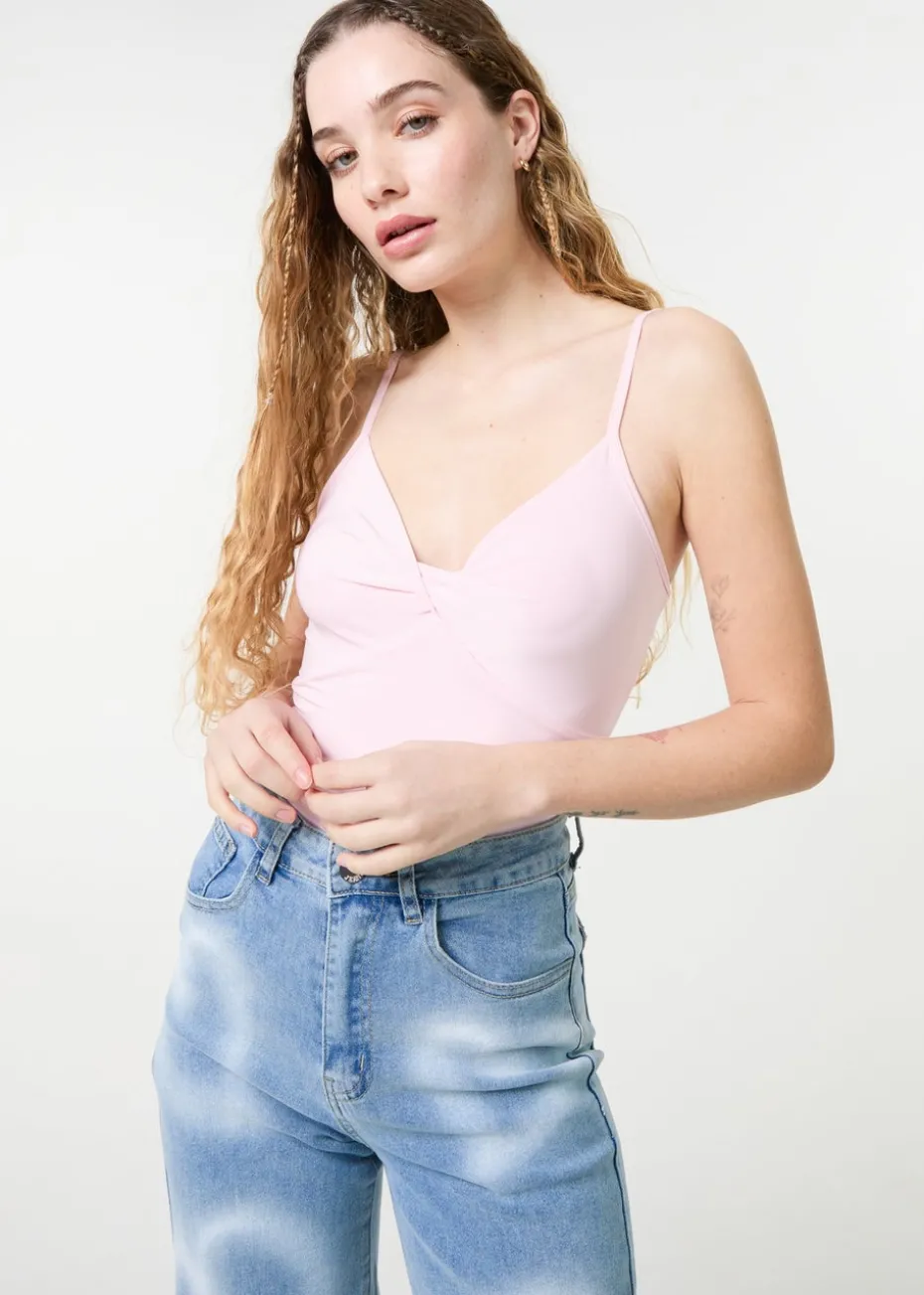 Pink Vanilla Pink Slinky Twist Front Bodysuit