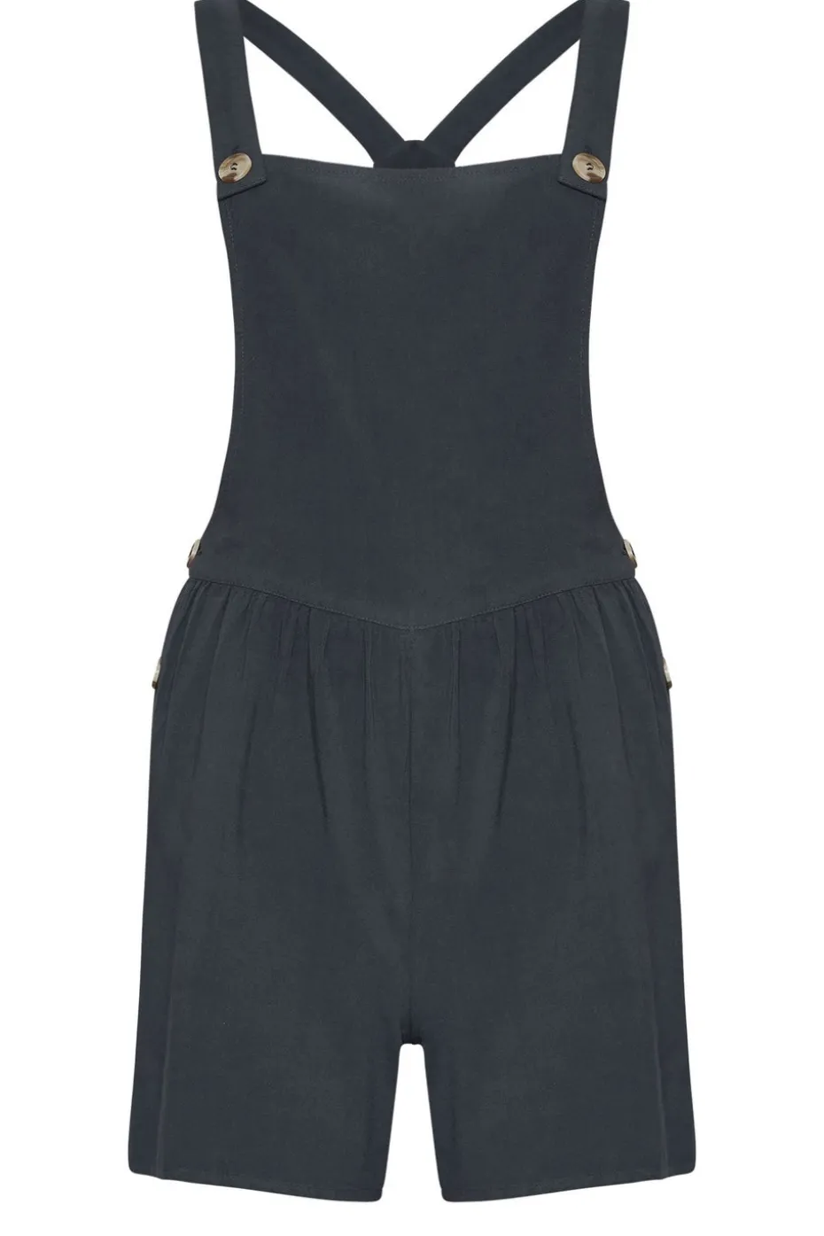 Pixiegirl Petite Black Acid Wash Short Dungarees