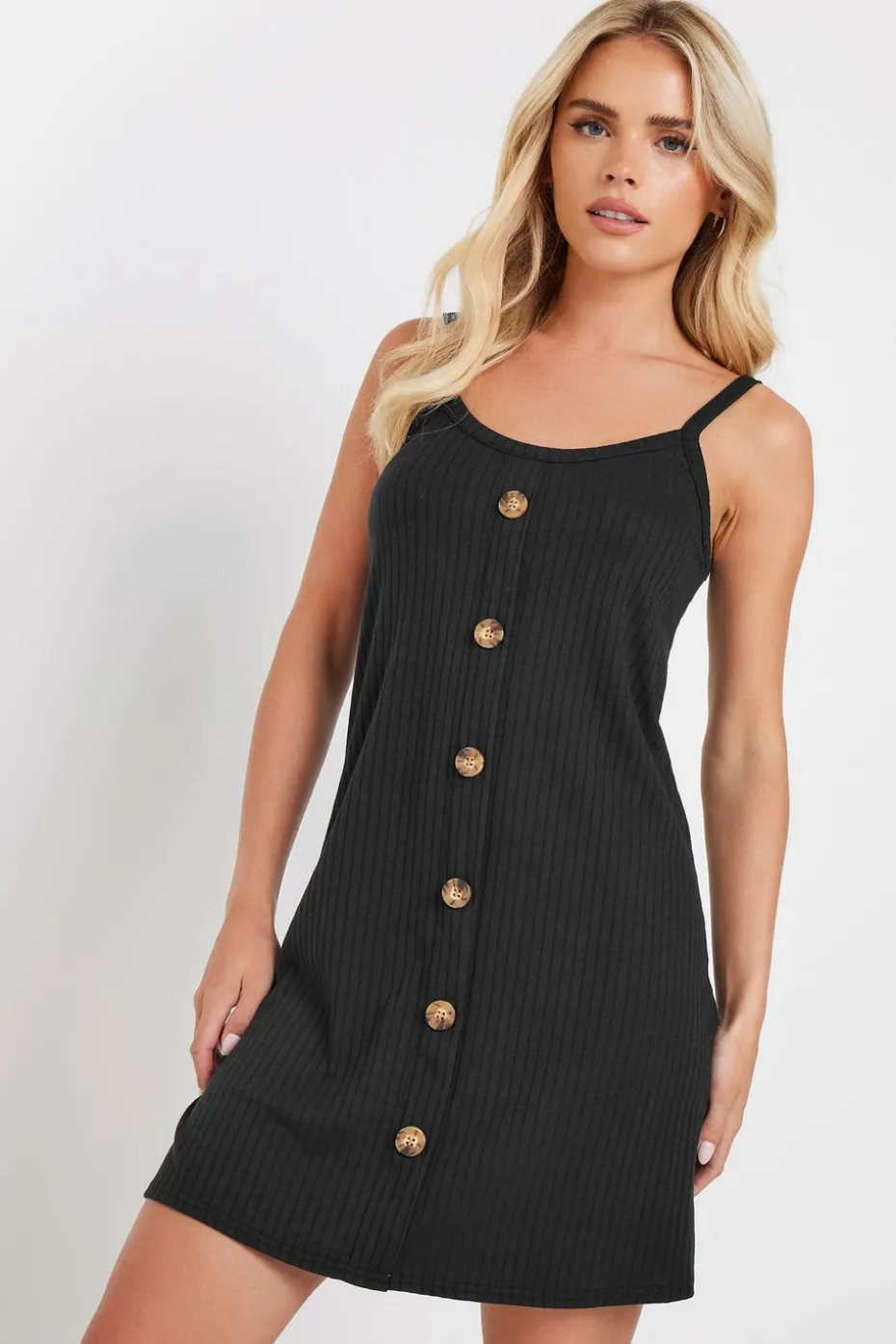Pixiegirl Petite Black Button Front Sleeveless Dress
