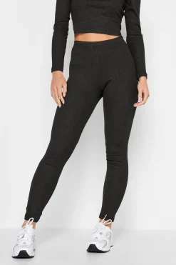 Pixiegirl Petite Black Metallic Ribbed Leggings