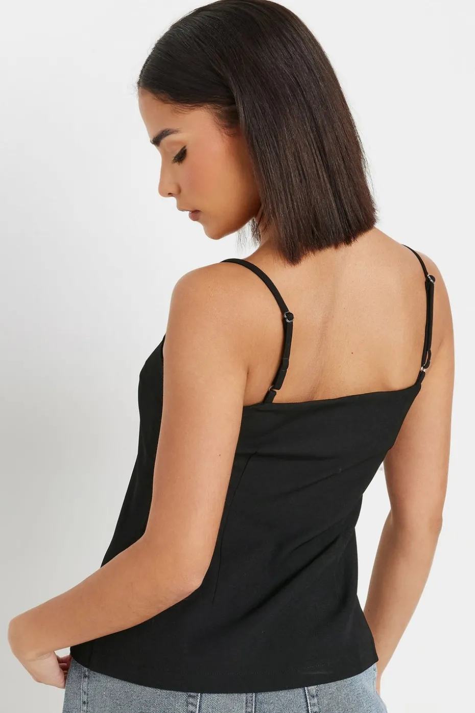Pixiegirl Petite Black Structured Button Vest Top