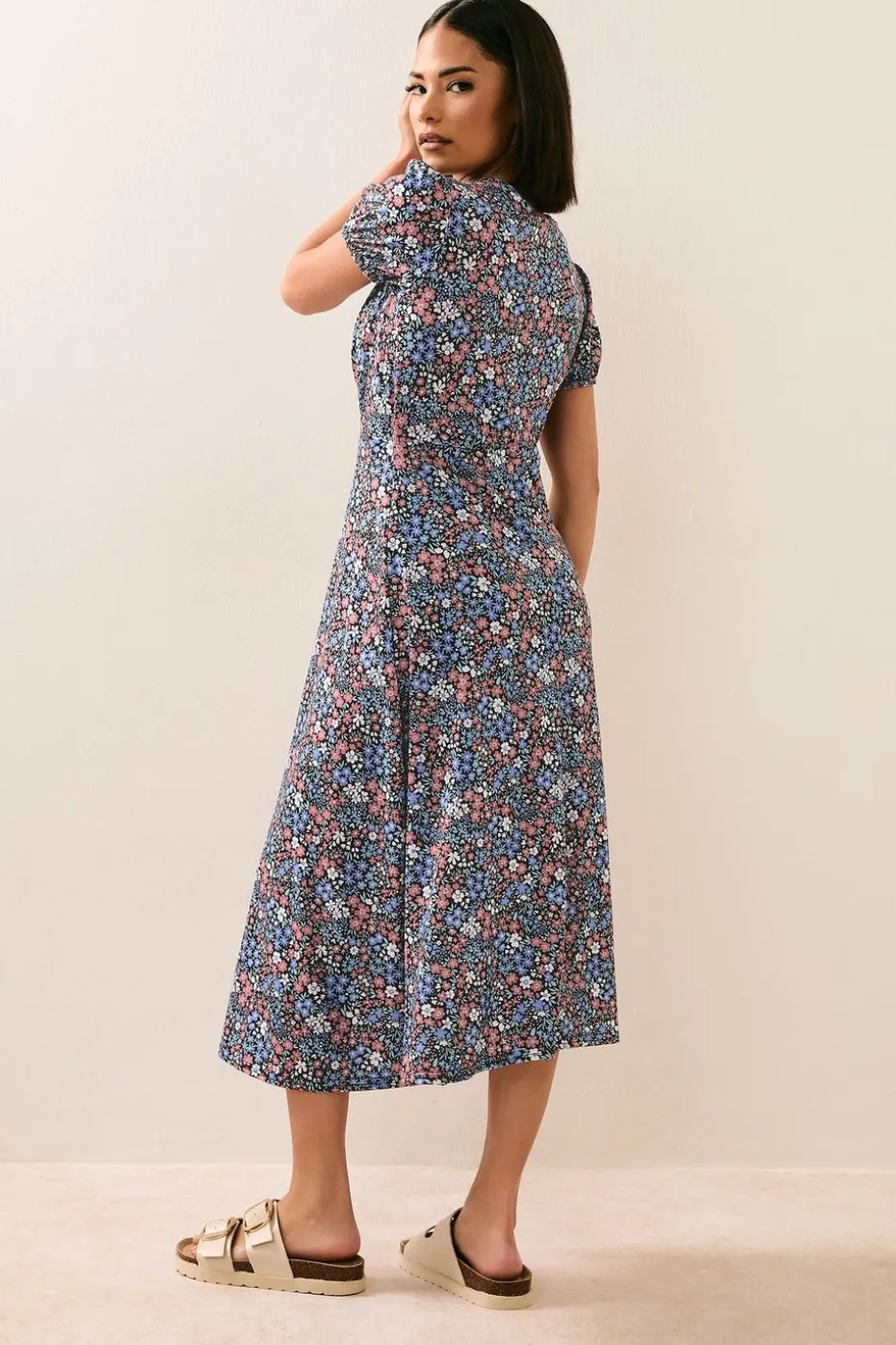 Pixiegirl Petite Blue Ditsy Floral Tea Dress