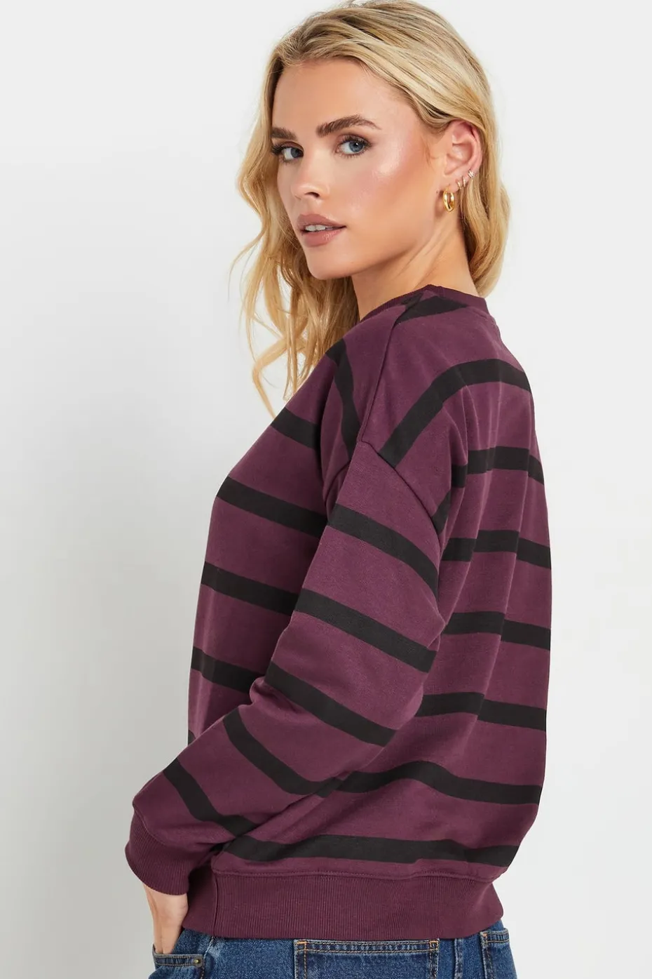 Pixiegirl Petite Burgundy Red Stripe Sweatshirt