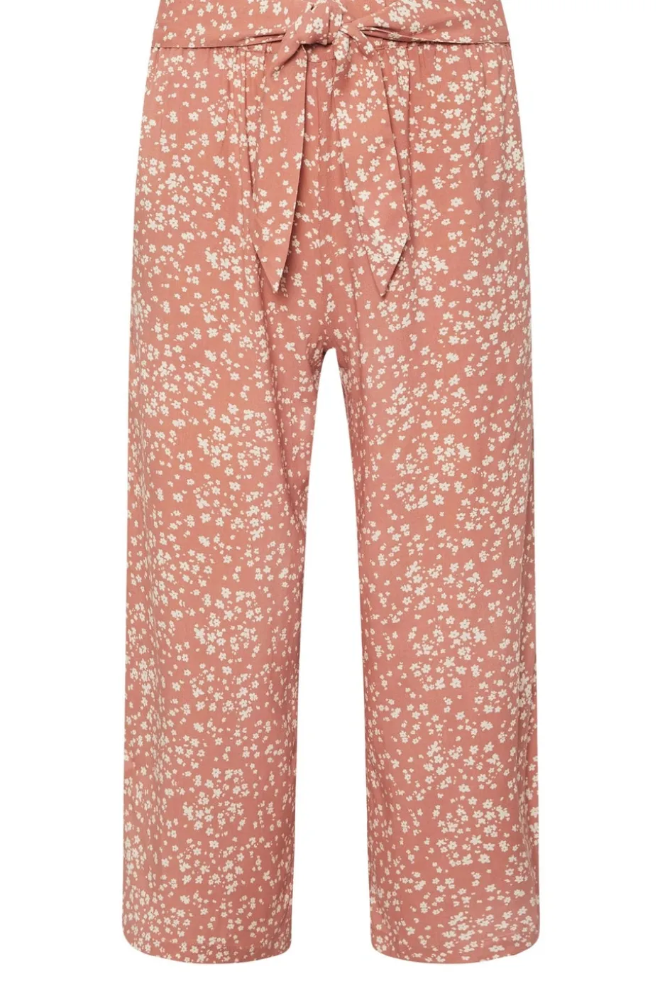 Pixiegirl Petite Coral Pink Ditsy Floral Cropped Trousers