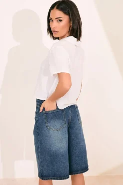 Pixiegirl Petite Mid Blue Denim Jorts