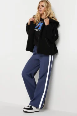 Pixiegirl Petite Navy Blue Side Stripe Parachute Wide Leg Trousers