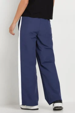 Pixiegirl Petite Navy Blue Side Stripe Parachute Wide Leg Trousers