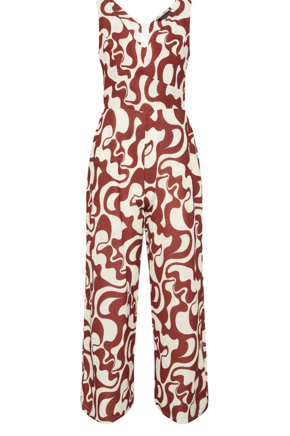 Pixiegirl Petite Red Swirl Print Wide Leg Jumpsuit