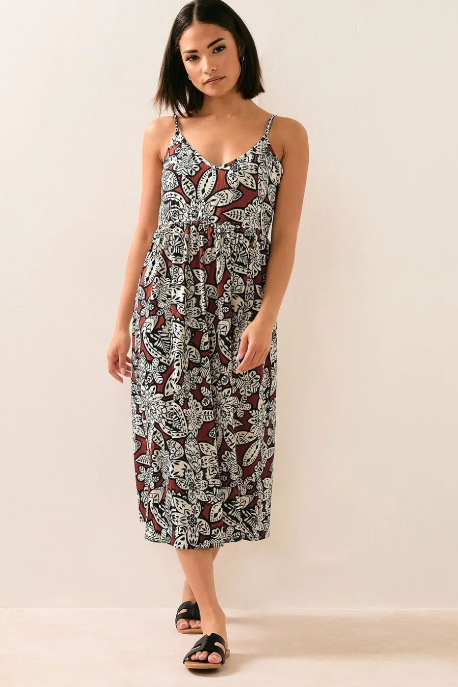 Pixiegirl Petite Rust Orange Floral Print Midi Dress