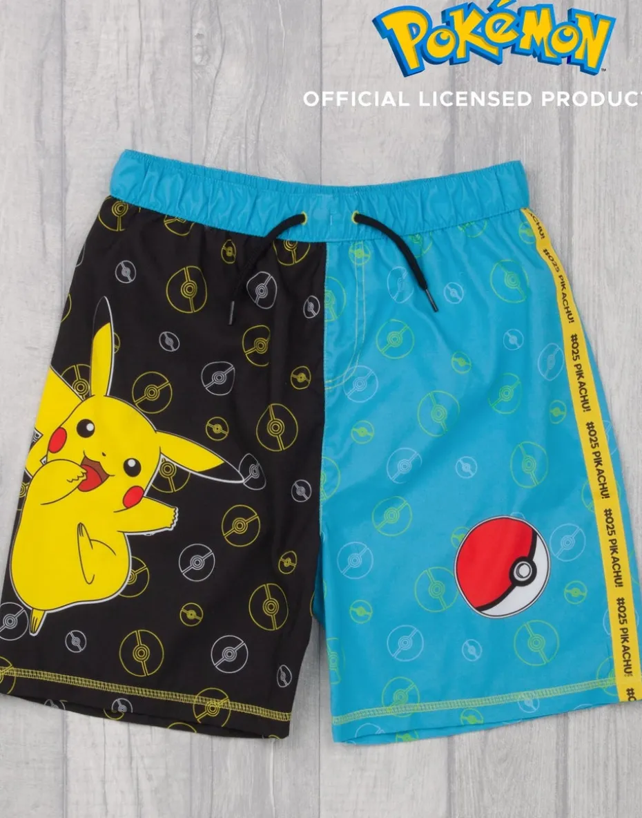 Pokemon Pikachu & Pokeball Kids Blue Swim Shorts (4-12 Years)