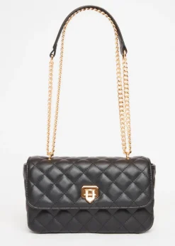 Quiz Black Quilted Cross Body Bag