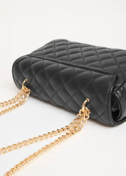Quiz Black Quilted Cross Body Bag