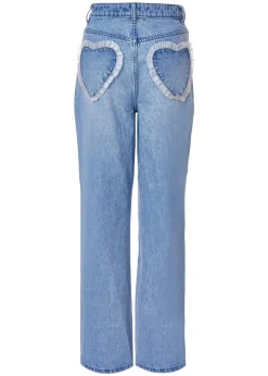 Quiz Blue Denim Ruffle Heart Jeans