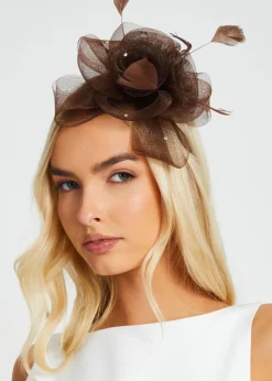 Quiz Brown Flower Headband Fascinator