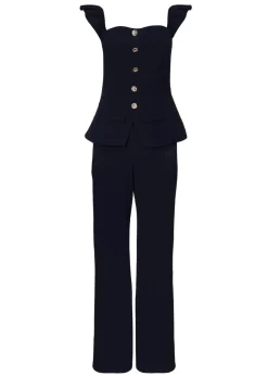 Quiz Navy Frill Sleeve Jumpsuit