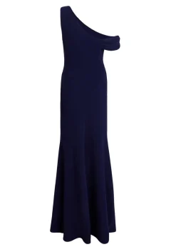 Quiz Navy Petite Asymmetric Maxi Dress