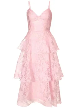 Quiz Pink Chiffon Floral Midaxi Dress