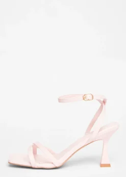 Quiz Pink Strappy Flared Heels
