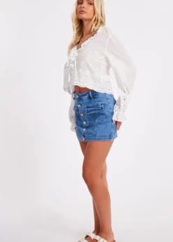 Quiz White Embroidered Blouse