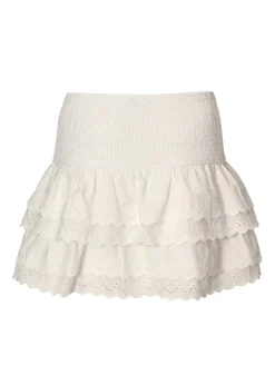Quiz White Embroidered Mini Skirt
