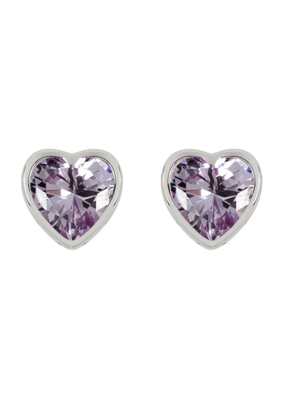 Radley London Silver Light Amethyst Heart Stud Earrings