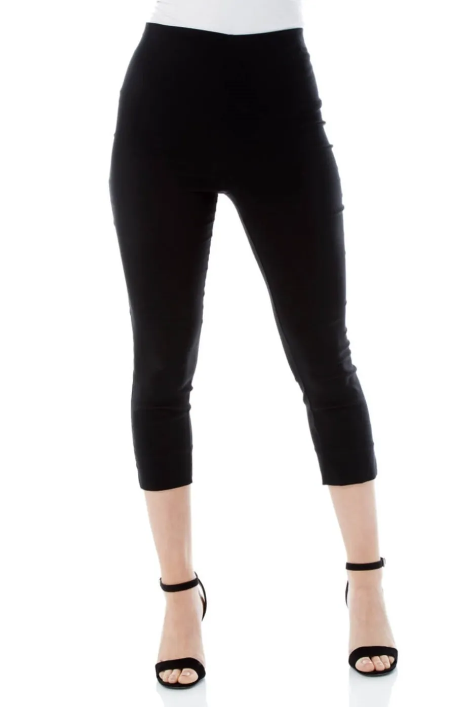 Roman Black Cropped Stretch Trouser Capri Summer Leggings 3/4 Pedal Pushers