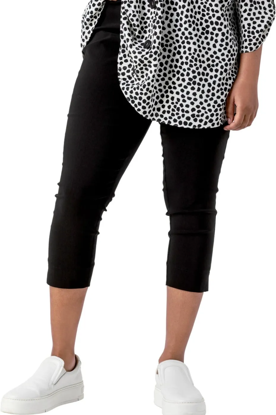 Roman Black Curve Cropped Stretch Trouser
