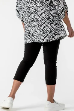 Roman Black Curve Cropped Stretch Side Split Trouser