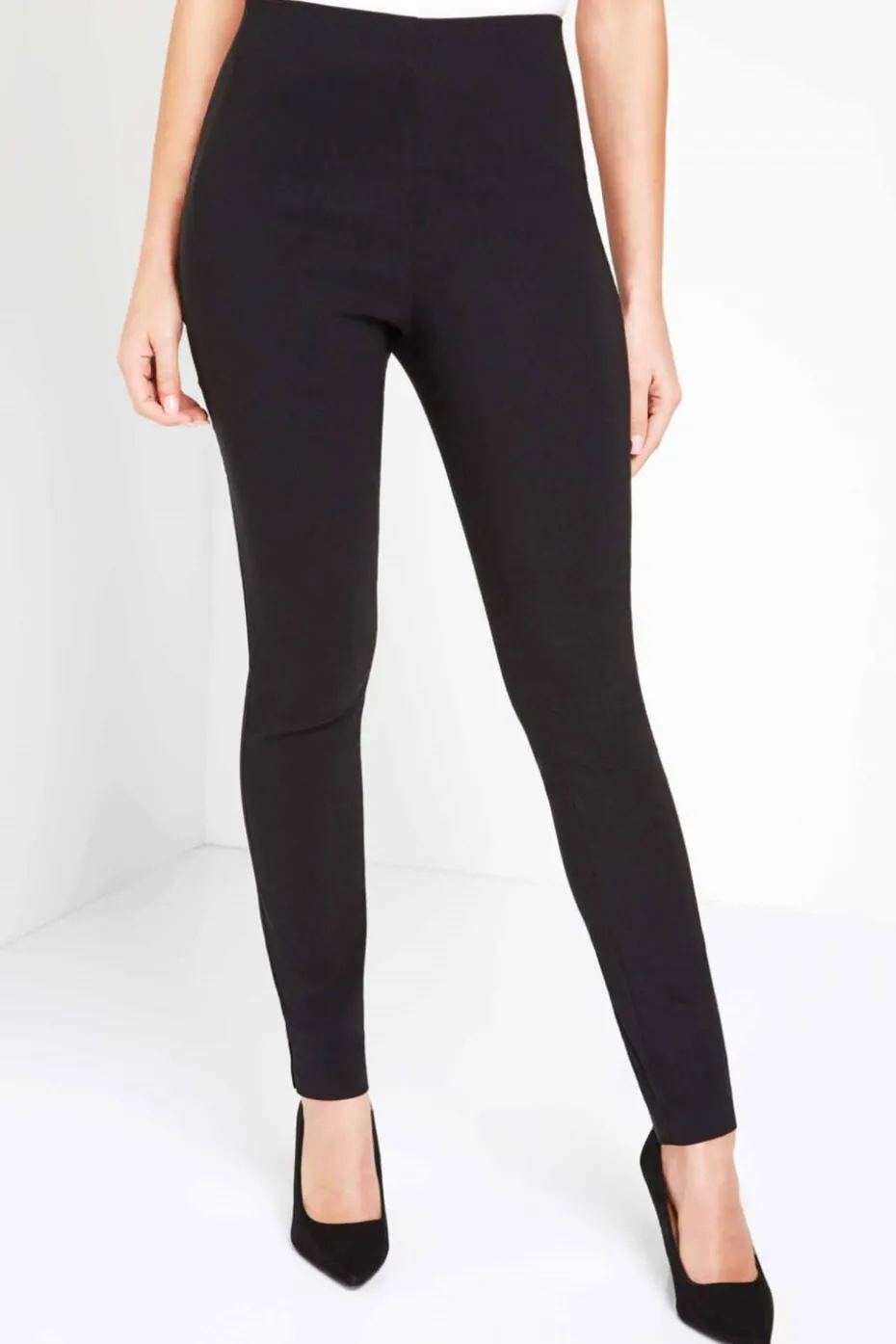 Roman Black Full Length Elastic Waist Stretch Trousers
